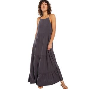 Z Supply Charcoal Rory Tiered Slub Dress - Size Small